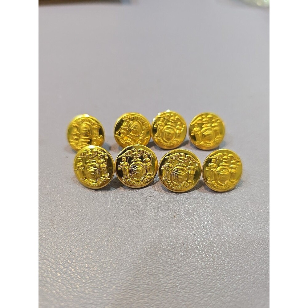8 Bottons NYS Seal Waterbury Uniform - Small Gold